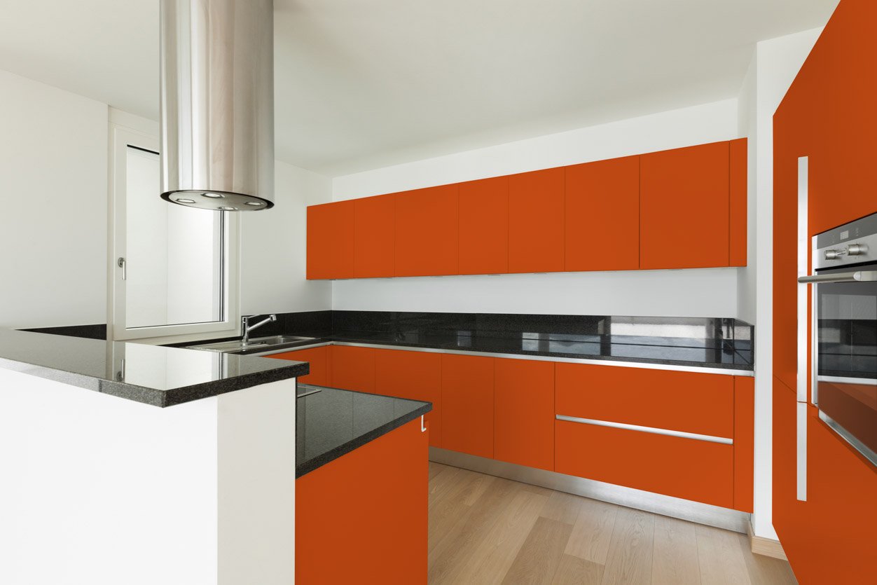 RAL 2009 Traffic Orange Matte Kitchen Cabinets