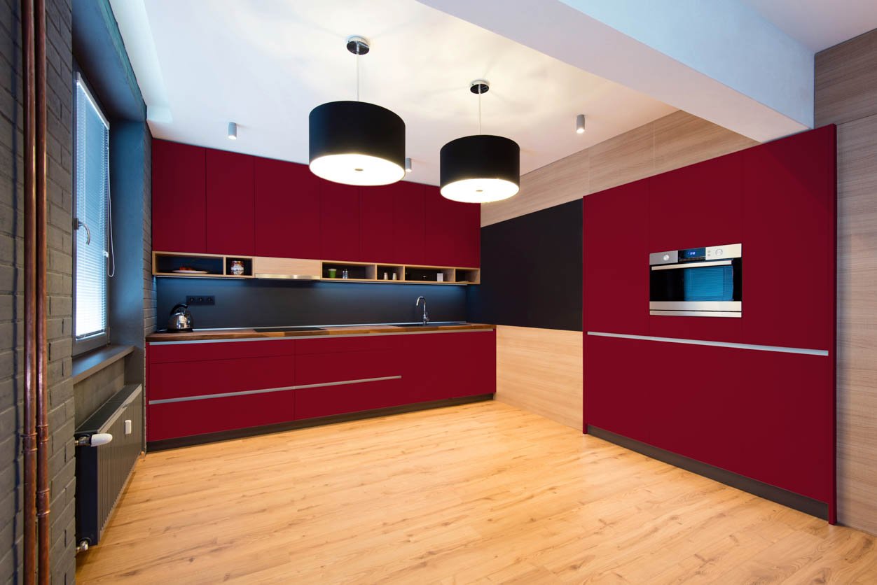 RAL 3003 Ruby Red Matte Kitchen Cabinets