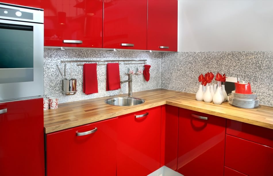 RAL 3020 Traffic Red High Gloss Kitchen Cabinets