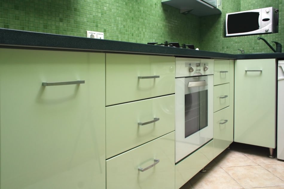 RAL 6019 Pastel Green High Gloss Kitchen Cabinets