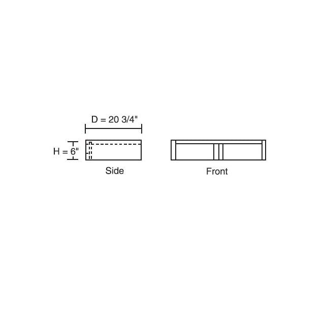 Vanity Pencil Drawer Cabinet 6 inch High 20 3/4 inch Deep 45 inch Wide For Two Drawers Side By Side