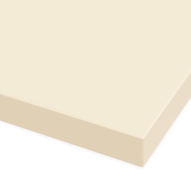 Close-up of matte ivory acrylic wall panel surface in a smooth, creamy tone