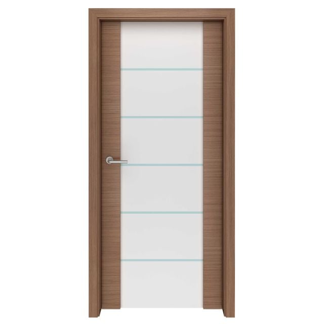 Canaletto Walnut Straight Grain Spindrift Glass Interior Door