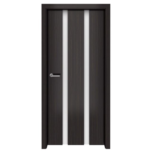Dark Ebony Macassar Parallels Glass Interior Door