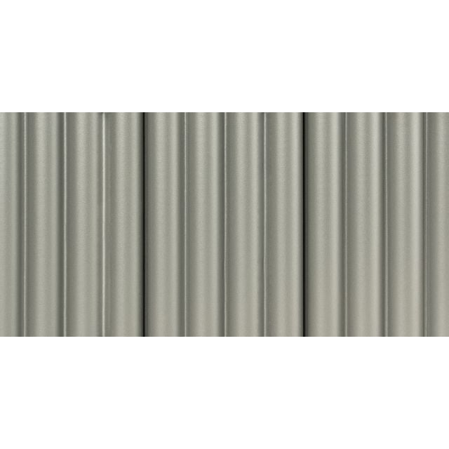 Straight front view of Aluminum Grey Fluted Slat Wall Panel displaying its fluted design and modern texture.