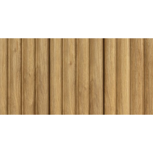 Straight front view of Natural Oak Fluted Slat Wall Panel displaying its warm wood grain and fluted texture.