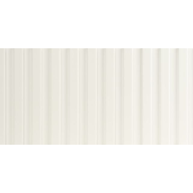 Straight front view of Satin White Half Inch Slat Wall Panel showcasing its clean, minimalist texture.