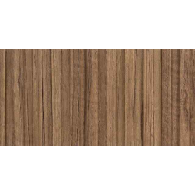 Straight front view of Walnut Half Inch Slat Wall Panel showcasing its deep wood grain and sleek texture.