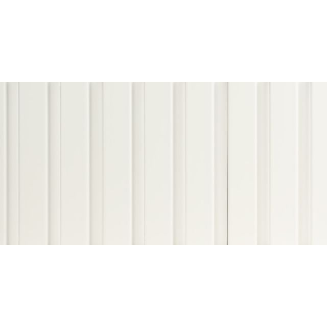 Straight front view of Satin White One Inch Slat Wall Panel showcasing its clean, minimalist texture and fluted design.