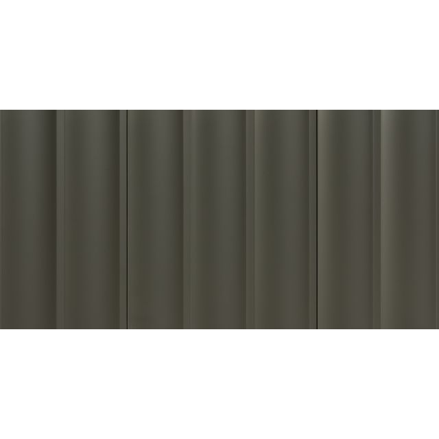 Straight front view of Earth Grey Waves Slat Wall Panels showcasing its smooth, wavy texture.