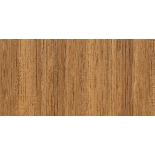 Straight front view of Teak Waves Slat Wall Panels showcasing its natural wood grain and wavy texture.