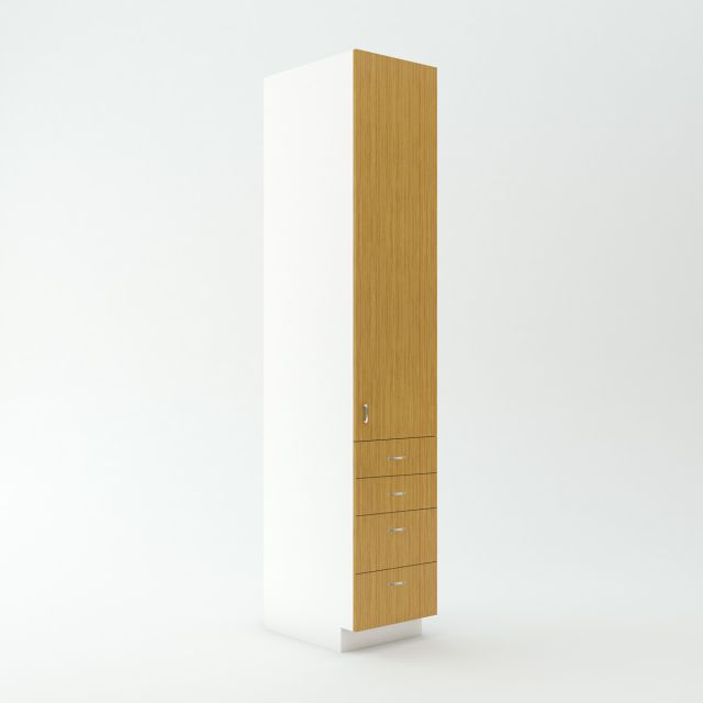 Tall Cabinet 23 3/4 inch Deep 96 inch High 18 inch Wide For Four Drawers and One Door