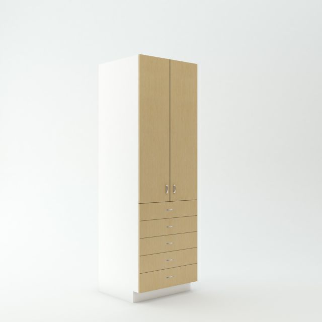 Tall Cabinet 23 3/4 inch Deep 90 inch High 30 inch Wide For Three Drawers and Two Doors