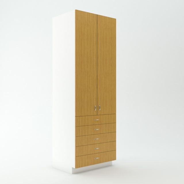 Tall Cabinet 23 3/4 inch Deep 96 inch High 33 inch Wide For Five Drawers and Two Doors