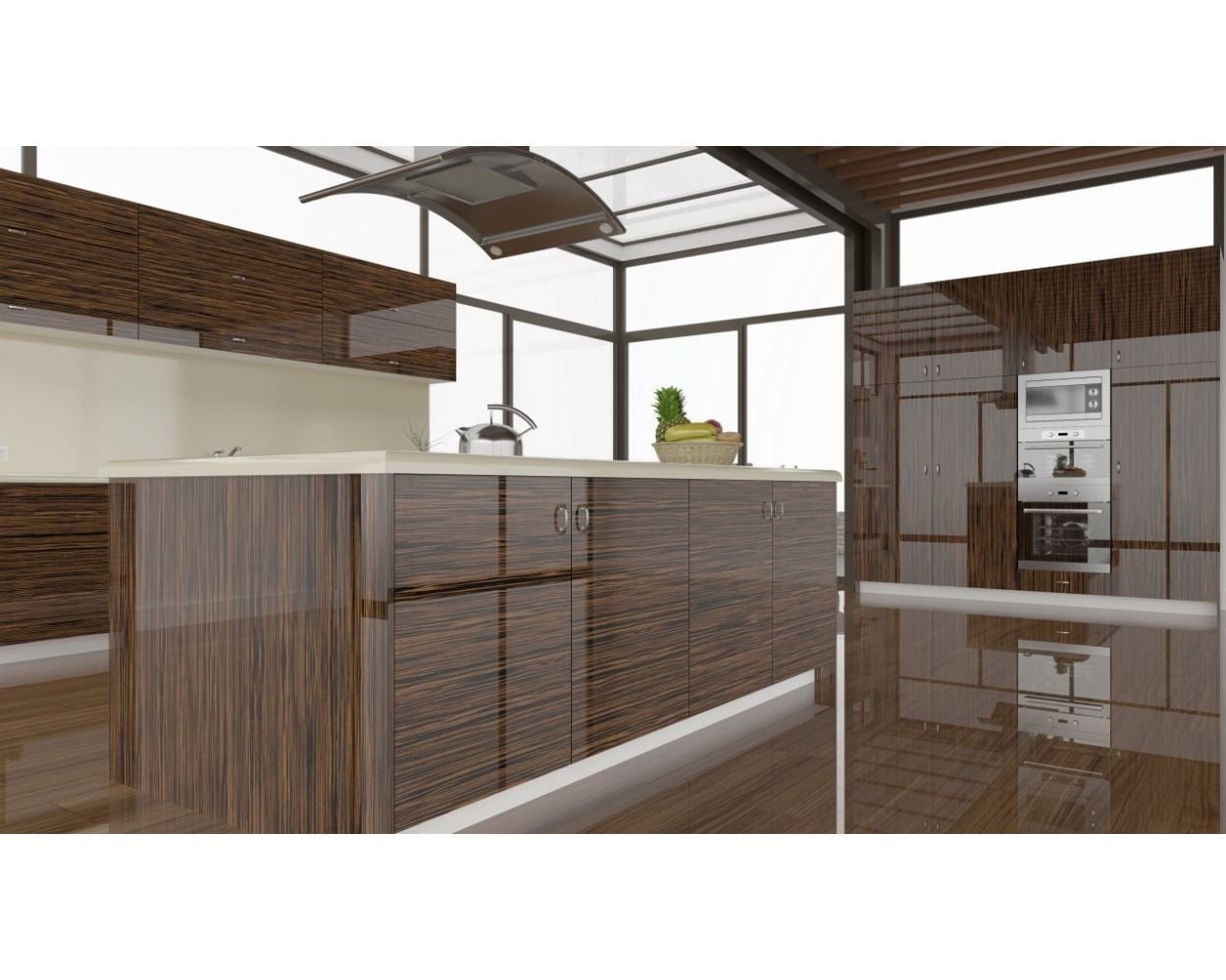 High Gloss Ebony Macassar Wood Veneer Cabinet Doors | 27estore