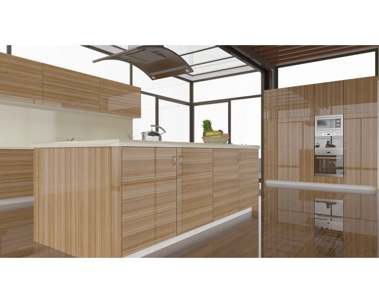High Gloss Zebrawood Wood Veneer Cabinet Doors | 27estore European
