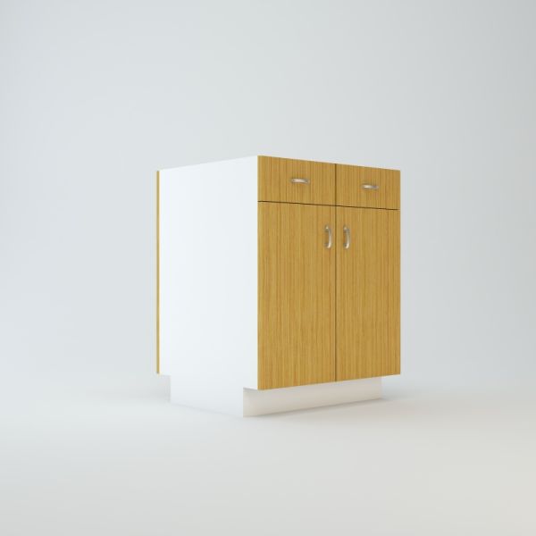 Base Peninsula Cabinet 27 inch For 2 Drawers Side By Side, & 4 Doors