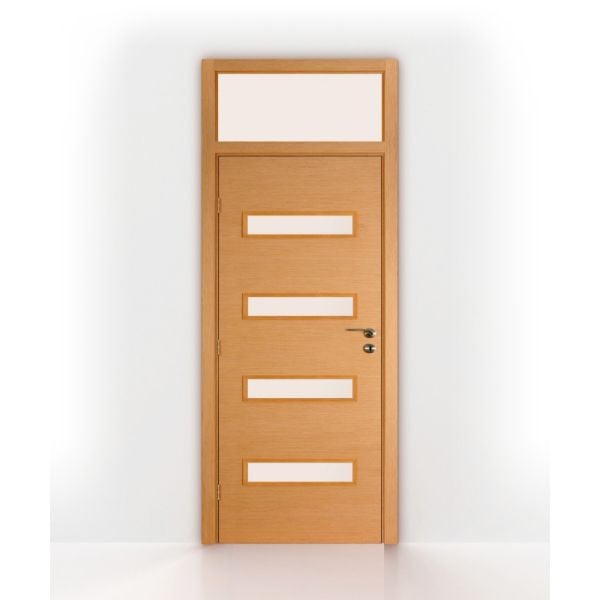 Bleached Oak Transom Glass Interior Door
