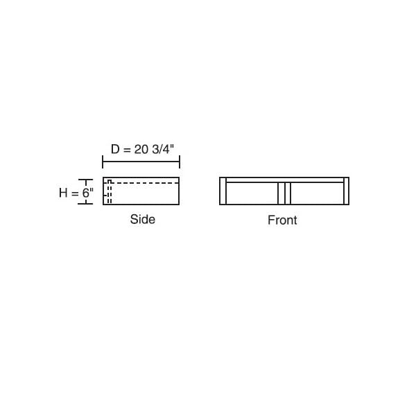 Vanity Pencil Drawer Cabinet 6 inch High 20 3/4 inch Deep 48 inch Wide For Two Drawers Side By Side