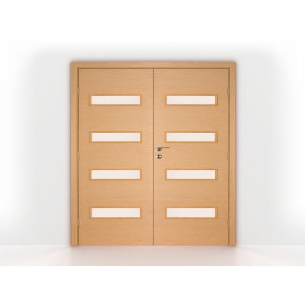 Bleached Oak Glass Double Interior Doors