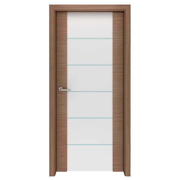 Canaletto Walnut Straight Grain Spindrift Glass Interior Door