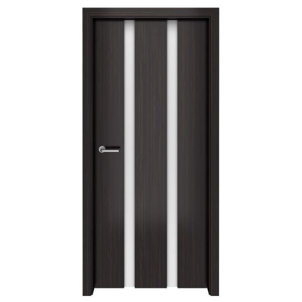 Dark Ebony Macassar Parallels Glass Interior Door
