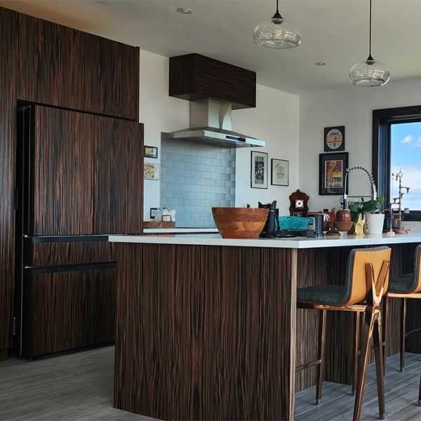 Ebony Macassar Wood Veneer Cabinet Doors