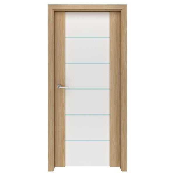 European Oak Spindrift Glass Interior Door