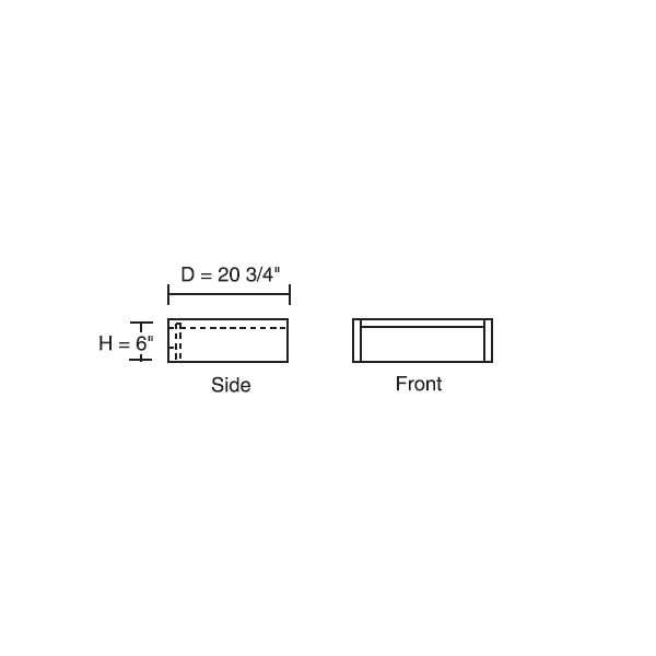 Vanity Pencil Drawer Cabinet 6 inch High 20 3/4 inch Deep 27 inch Wide For One Drawer