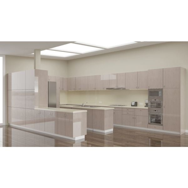 High Gloss Antique Grey Oak wood veneer cabinet doors