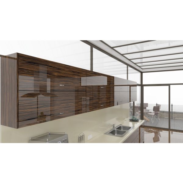 High Gloss Ebony Macassar wood veneer cabinet doors