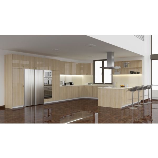 High Gloss European Oak wood veneer cabinet doors