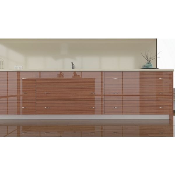 High Gloss Sapele Mahogany wood veneer cabinet doors