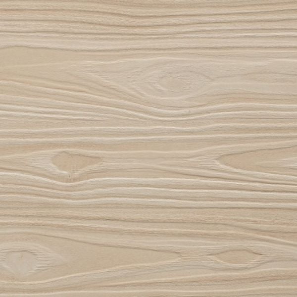 Close up of Okobo S162 textured laminate wall panel showing fine cream grain with soft cathedral figuring