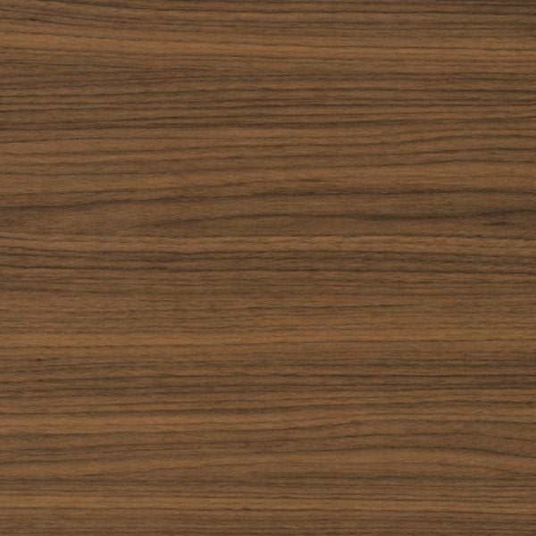 Close up of Poro Noce LS47 walnut laminate cabinet doors showing lively grain and open pore texture