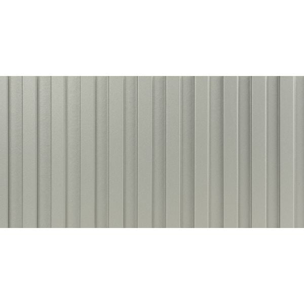 Straight front view of Aluminum Grey Half Inch Slat Wall Panel showcasing its sleek design and texture.