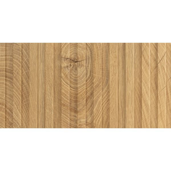 Straight front view of Natural Oak Half Inch Slat Wall Panel displaying its warm wood grain and sleek texture.