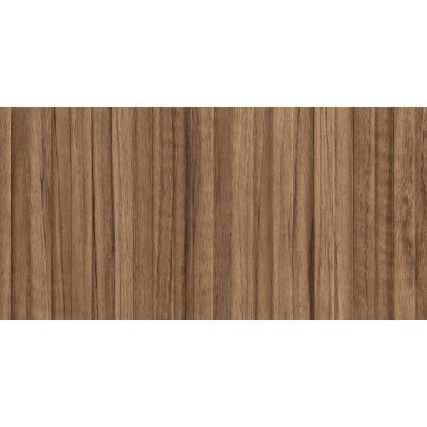 Straight front view of Walnut Half Inch Slat Wall Panel showcasing its deep wood grain and sleek texture.