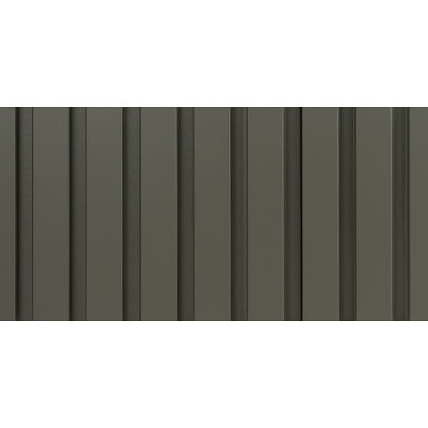 Straight front view of Earth Grey One Inch Slat Wall Panel showcasing its smooth, neutral texture and fluted design.
