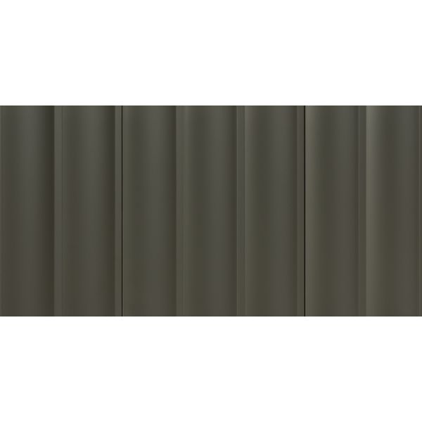 Straight front view of Earth Grey Waves Slat Wall Panels showcasing its smooth, wavy texture.