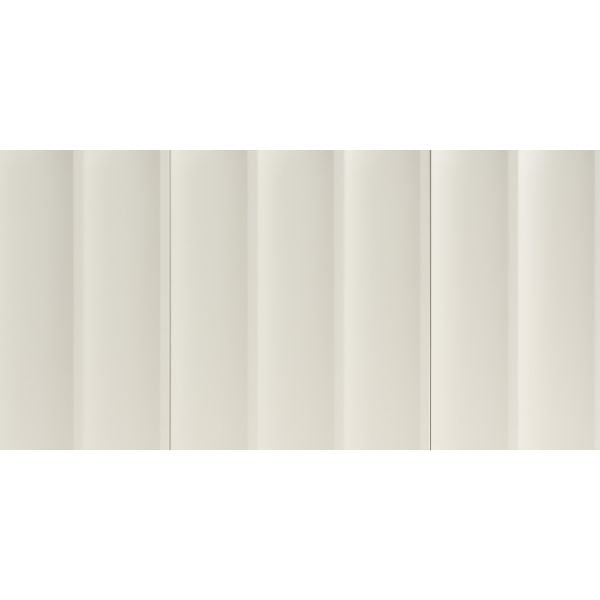 Straight front view of Satin White Waves Slat Wall Panels showcasing its clean, wavy texture.