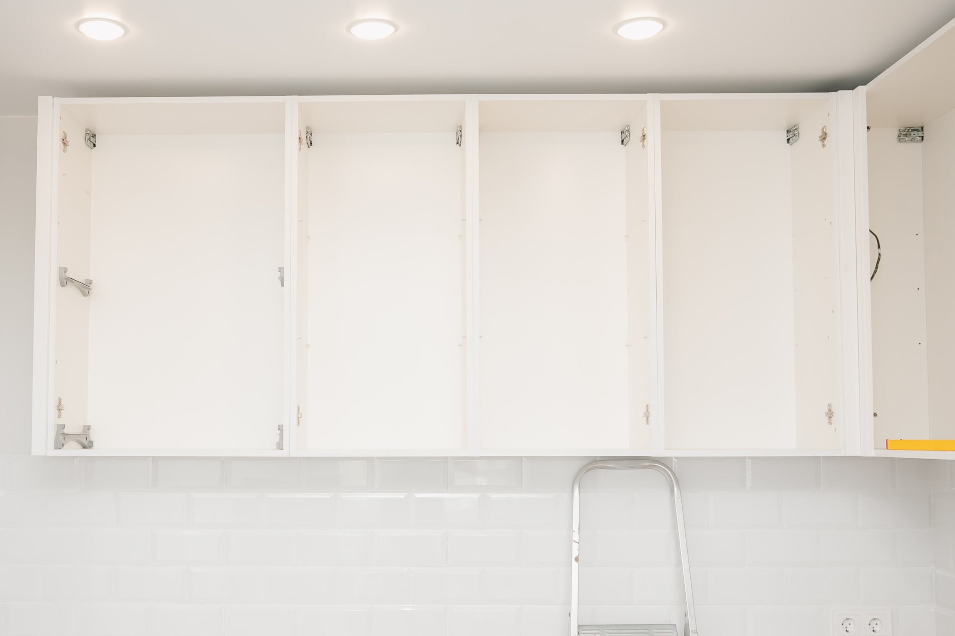 Modern white RTA kitchen cabinets with frameless construction