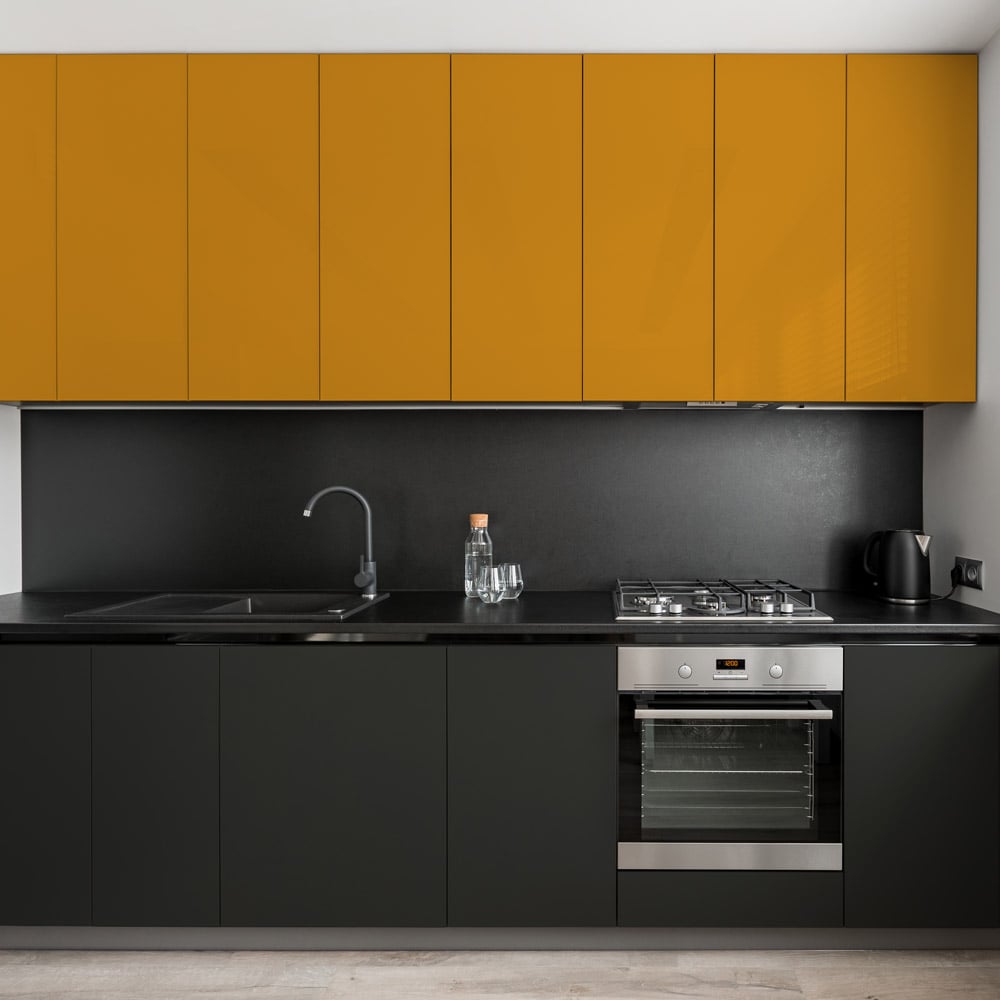 RAL 7016 Anthracite Grey & RAL 1004 Golden Yellow Soft Touch Lacquer Cabinet Doors
