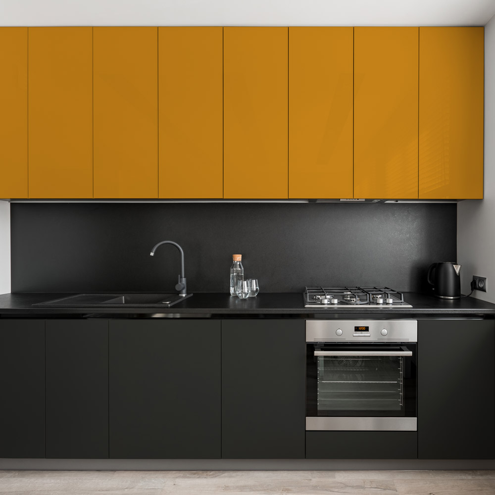 RAL 7016 Anthracite Grey & RAL 1004 Golden Yellow Soft Touch Lacquer Cabinet Doors