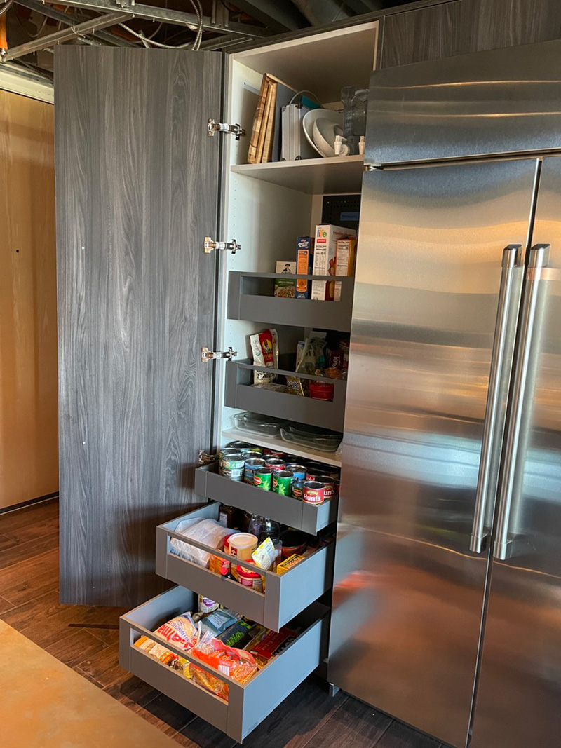 Tall pantry cabinet with Blum Legrabox internal drawers