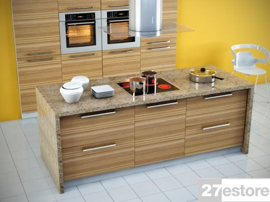 Zebrawood Tall kitchen cabinets