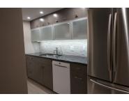 Grey Oak Veneer and aluminum frosted glass