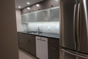 Grey Oak Veneer and aluminum frosted glass
