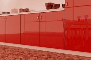 High Gloss Polyester Red Cabinet Doors